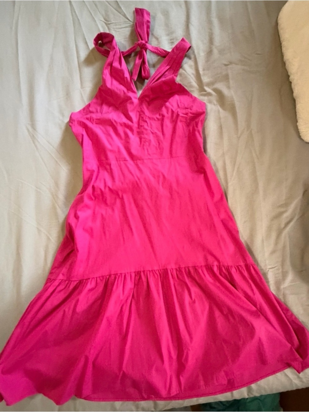 Three Pretty Women's Dresses— Hot Pink, White Floral, Blue Pattern - Picture 8 of 9